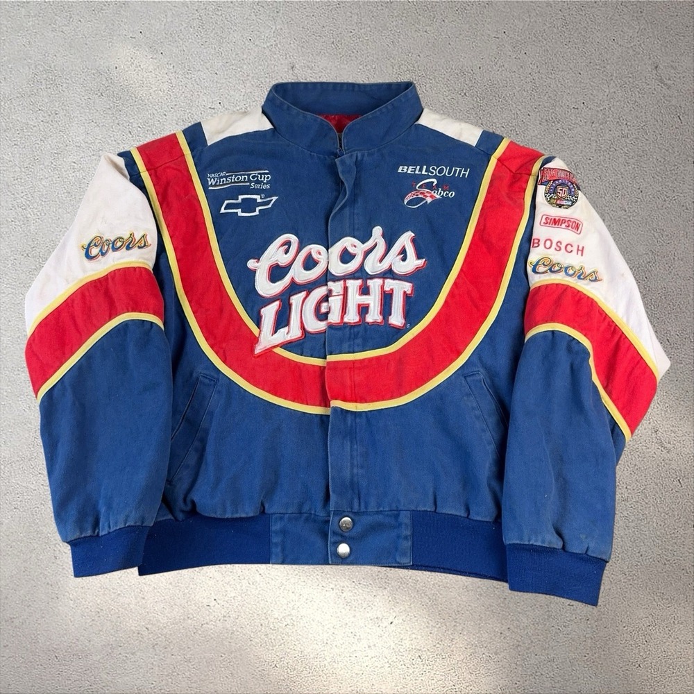 Vintage NASCAR Jacket Mens Large Coors Light Sterling Marlin #40 Racing 90s